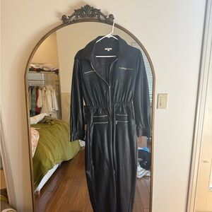 WEWOREWHAT Faux Leather Jumpsuit